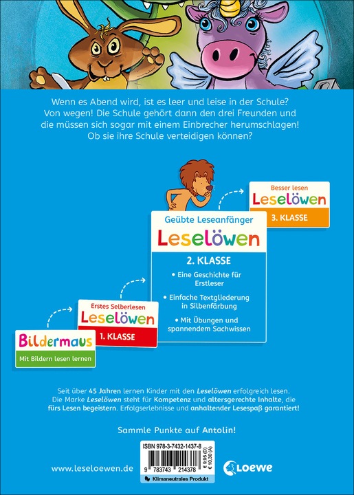 Produktbild Leselöwen 2. Klasse - Drei Freunde retten die Schule (Deutsch, Kai Pannen, Loewe Erstes Selberlesen, 2023)