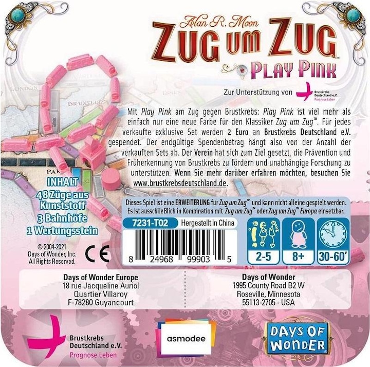 Productafbeelding Days of Wonder Ticket to Ride spelen Roze (Duits)