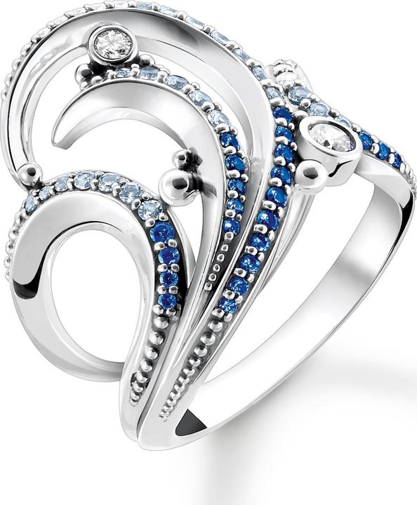 Thomas Sabo Ring Welle mit Blauen Steinen (56, 925 Silber)
