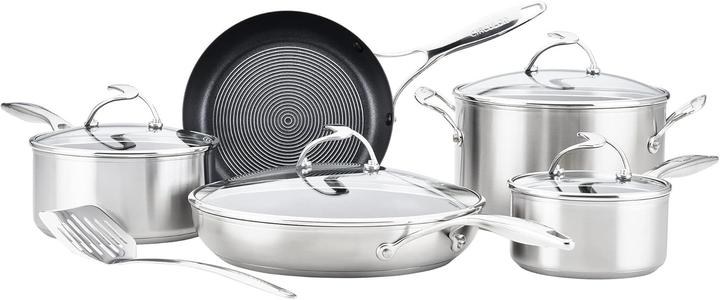 Circulon Induktionsgeeignetes 5-teiliges Kochset mit kühlen Griffen und Metallschaber (Bratpfanne, Kochtopf, Edelstahl)