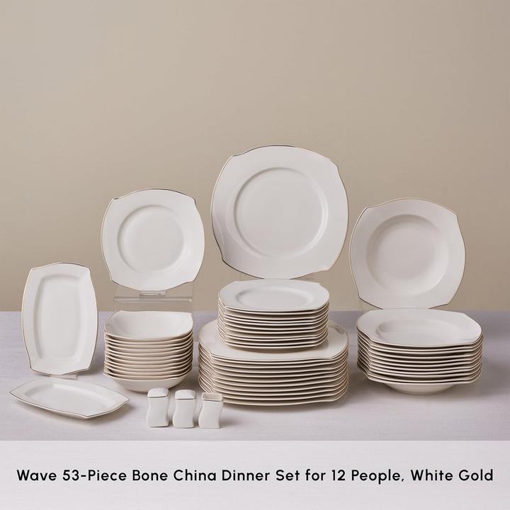 Actual product image Karaca Wave 53-Piece Bone Porcelain Tableware Set (53 pcs.)