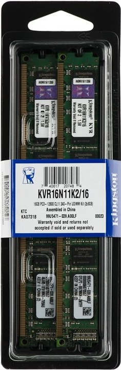 Produktbild Kingston ValueRAM (2 x 8GB, 1600 MHz, DDR3-RAM, DIMM)