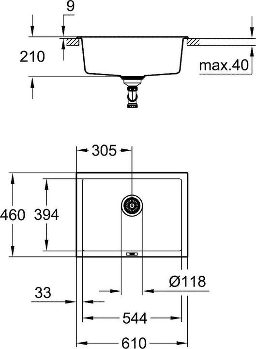 Actual product image Grohe K700 undermount composite sink (Fitted sink, 46 cm, 61 cm)
