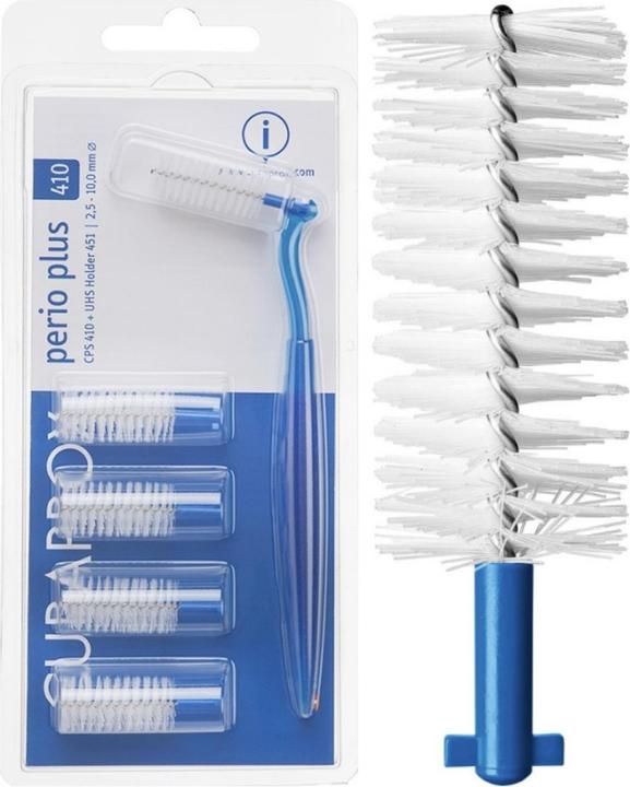 Actual product image Curaprox CPS perio 410 plus, 5 brushes + holder (5 x)