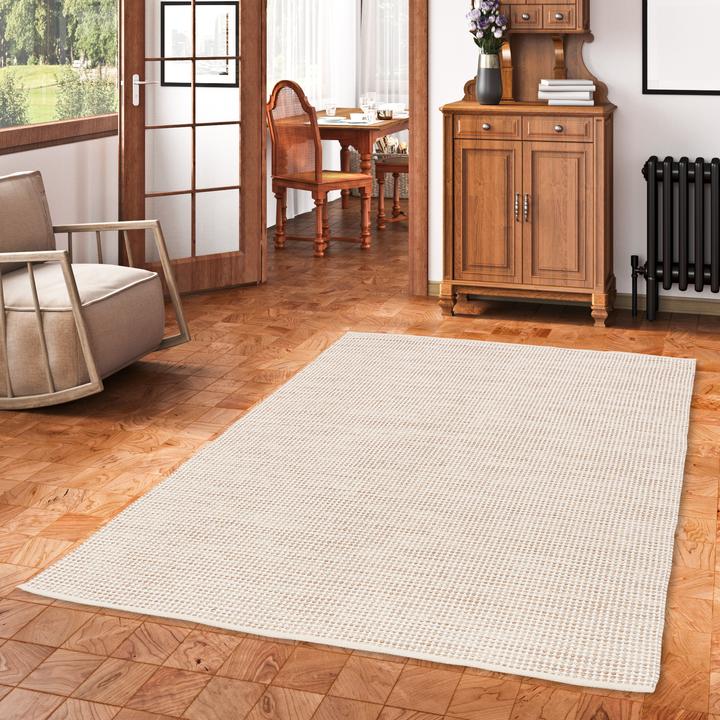 Actual product image Pergamon Cotton Nature Kelim Carpet Sandy Modern (70 x 250 cm)