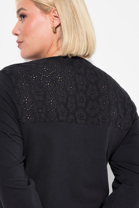 Immagine prodotto Ulla Popken Pigiama con ricami traforati, scollo a girocollo, piega decorativa e maniche a 3/4 (42, 44)