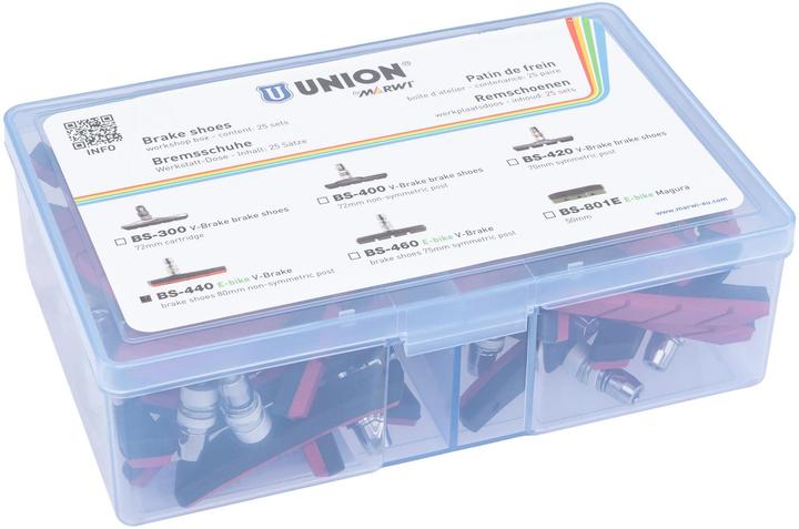 Immagine prodotto Union BS-440 V-brake remblok 80 mm (niet symetrisch stift). Per 25 paar, voor E-Bike