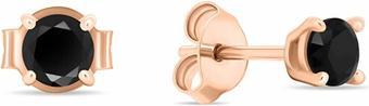 Image du produit Brilio Argent - Boucles d'oreilles à l'étude plaquées or avec zircons noirs EA580YBC - Diamètre : 0.6 cm