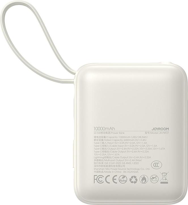Produktbild Joyroom 22.5W Fast Charging Power Bank 10000mAh with Dual Cables - White (10000 mAh, 22.50 W, 38.50 Wh)