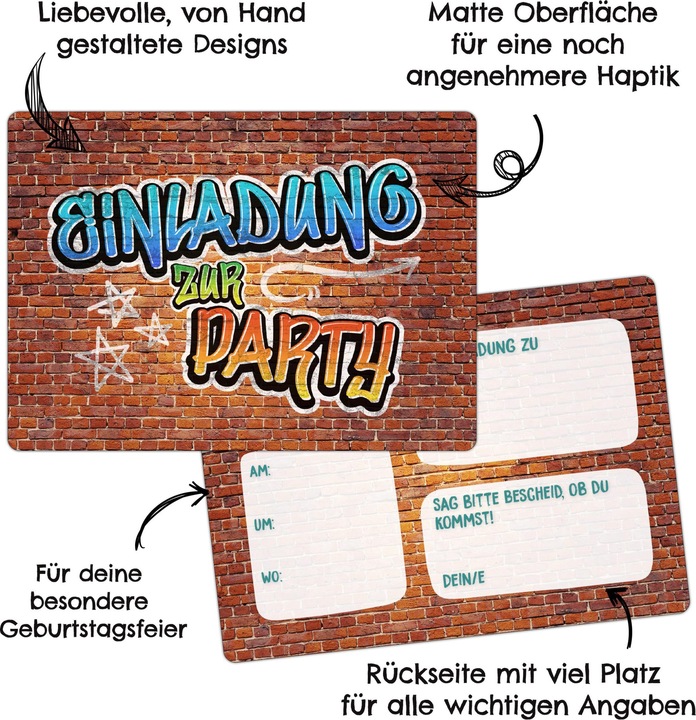 Produktbild Papierdrachen Geburtstags Einladungskarte Jugendlich Jungen (12 Stk.)