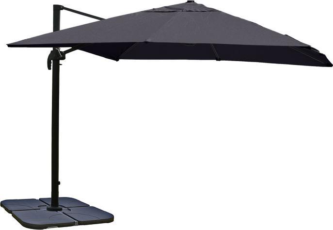 Mendler Parapluie de signalisation pour la restauration, 3,5x3,5m anthracite avec support (3.50 m)