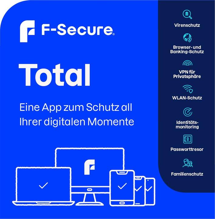 Image du produit F-Secure Total (3 Utilisateur, 3 Périphériques/Utilisateurs, 12 mois)