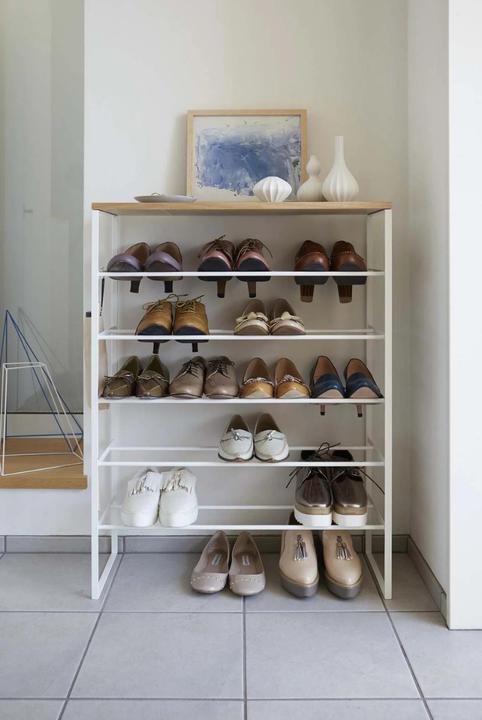 Image du produit Yamazaki Étagère à chaussures à 6 niveaux avec étagère en bois TOWER (66 x 25 x 87 cm)