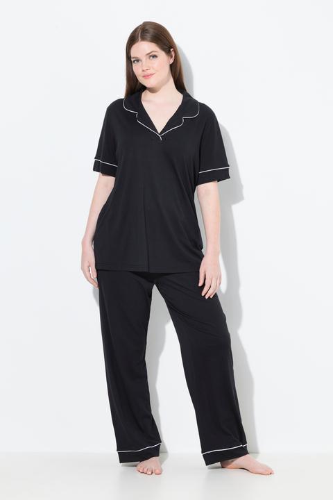 Produktbild Ulla Popken Pyjama, Zierpaspeln, Reverskragen, Halbarm (62)