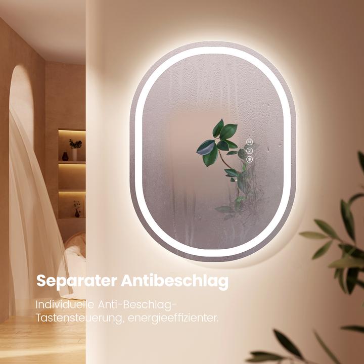 Produktbild Emke Badspiegel mit Beleuchtung Φ70cm,Beschlagfrei, 3 Farbtemperaturen(3000K-6500K) und dimmbaren