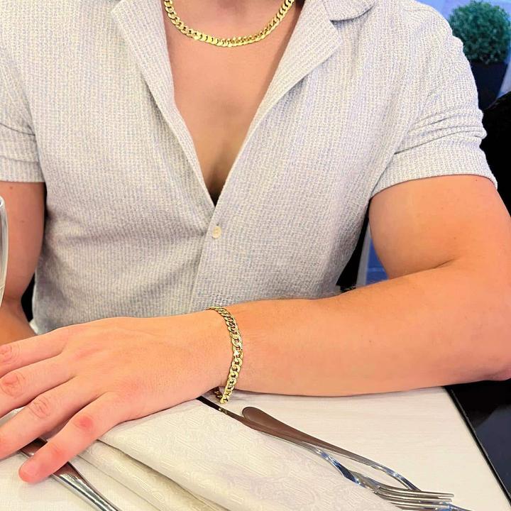 Image du produit Candy Bracelet blindé Hemera 7.7 mm, argent sterling 925, plaqué or (21 cm, Plaqué or 18k, Argent sterling 925)