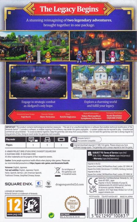 Image du produit Codemasters DRAGON QUEST I and II HD-2D Remake (Game-Key Card) (Switch, Anglais)