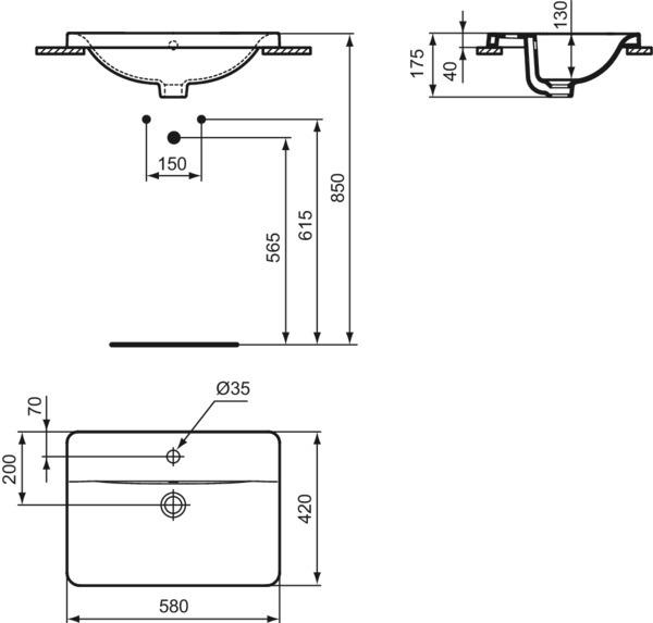 Actual product image Ideal Standard Fitted washbasin Connect 58 x 43 cm white E504401 (430 mm, 580 mm)