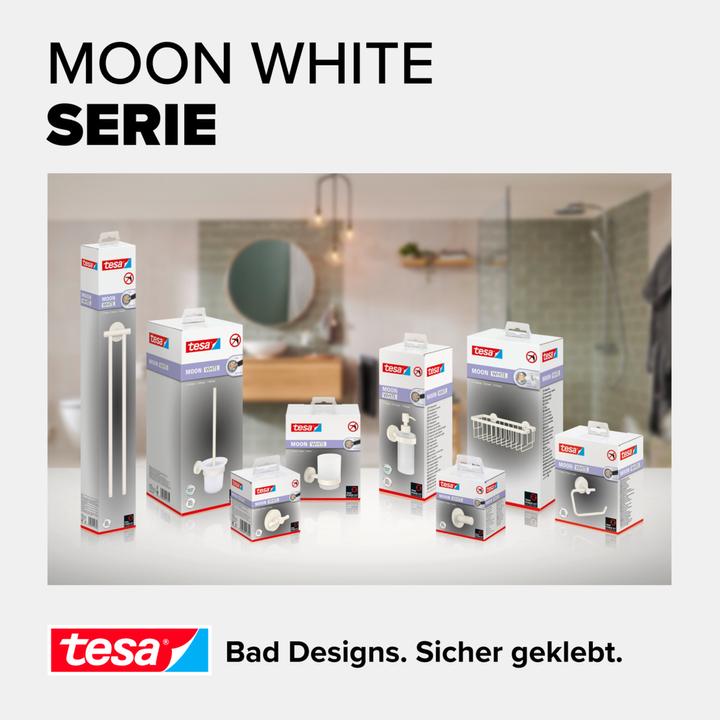 Produktbild tesa MOON WHITE Toilettenrollenhalter inkl. Klebelösung ohne Bohren