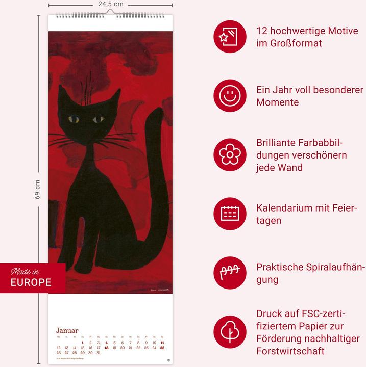 Image du produit Rosina Wachtmeister Vertical Kalender 2026 (24,5 x 69 cm, Couverture rigide, Allemand)