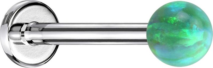 Produktbild Star Piercing Micro Labret silber mit Kugel Opal grün (ohne Messing, Chirurgenstahl 316L)