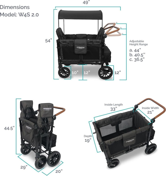 Actual product image WonderFold W4 Luxe Quad Stroller Wagon