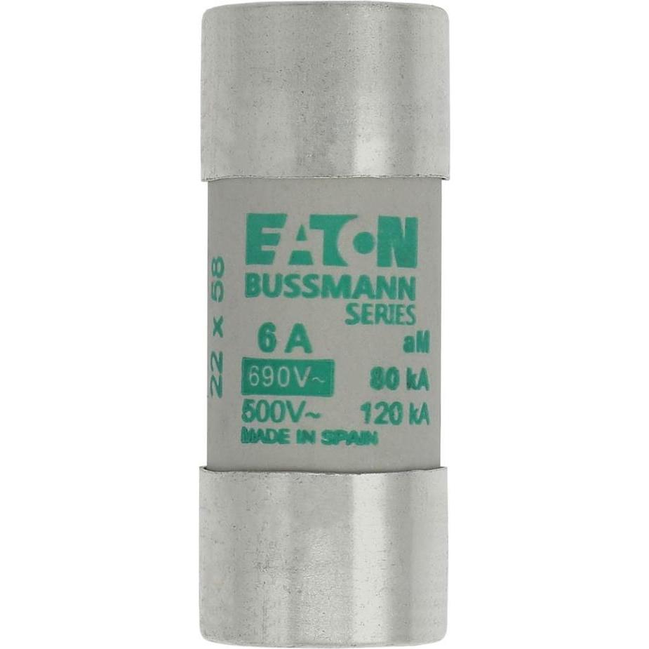 10x Eaton, Sicherung, Sicherungseinsatz, Niederspannung, 6 A, AC 690 V, 80 kA, 22 x 58 mm, aM, IEC C22M6 (Feinsicherung,...