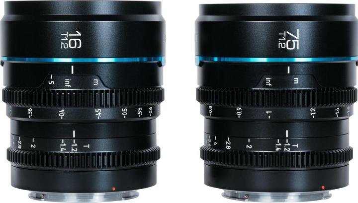 Actual product image Sirui MS-2SLB Nightwalker Series 16 & 75mm T1.2 S35 Manual Focus Cine Lens Bundle (L Mount, Black) (L-Mount)