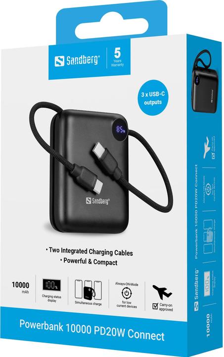 Image du produit Sandberg Powerbank 10000 PD20W Connect (10000 mAh, 20 W, 38.50 Wh)