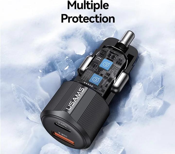 Produktbild Usams CC283 60W A+C Dual-port Fast Car Charger - YT Series Black