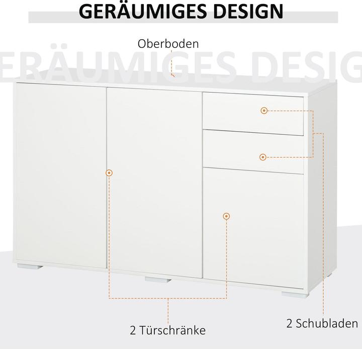 Produktbild Homcom Beistellschrank mit Druckmechanismus (117 x 36 x 74 cm)