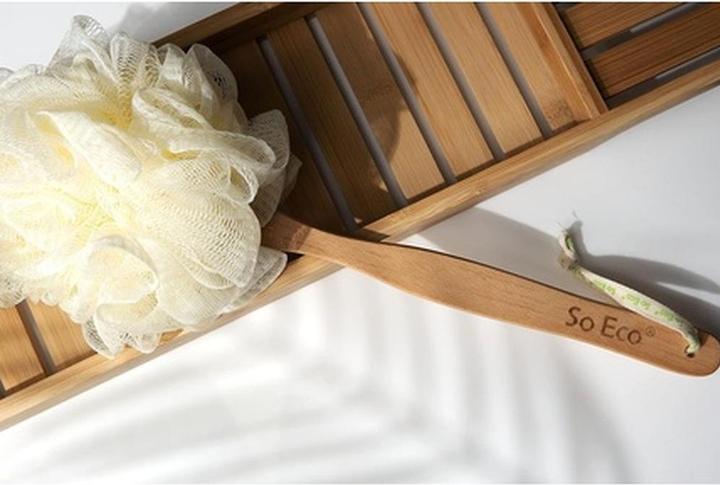 Actual product image ECO Long Handle Shower Pouf White