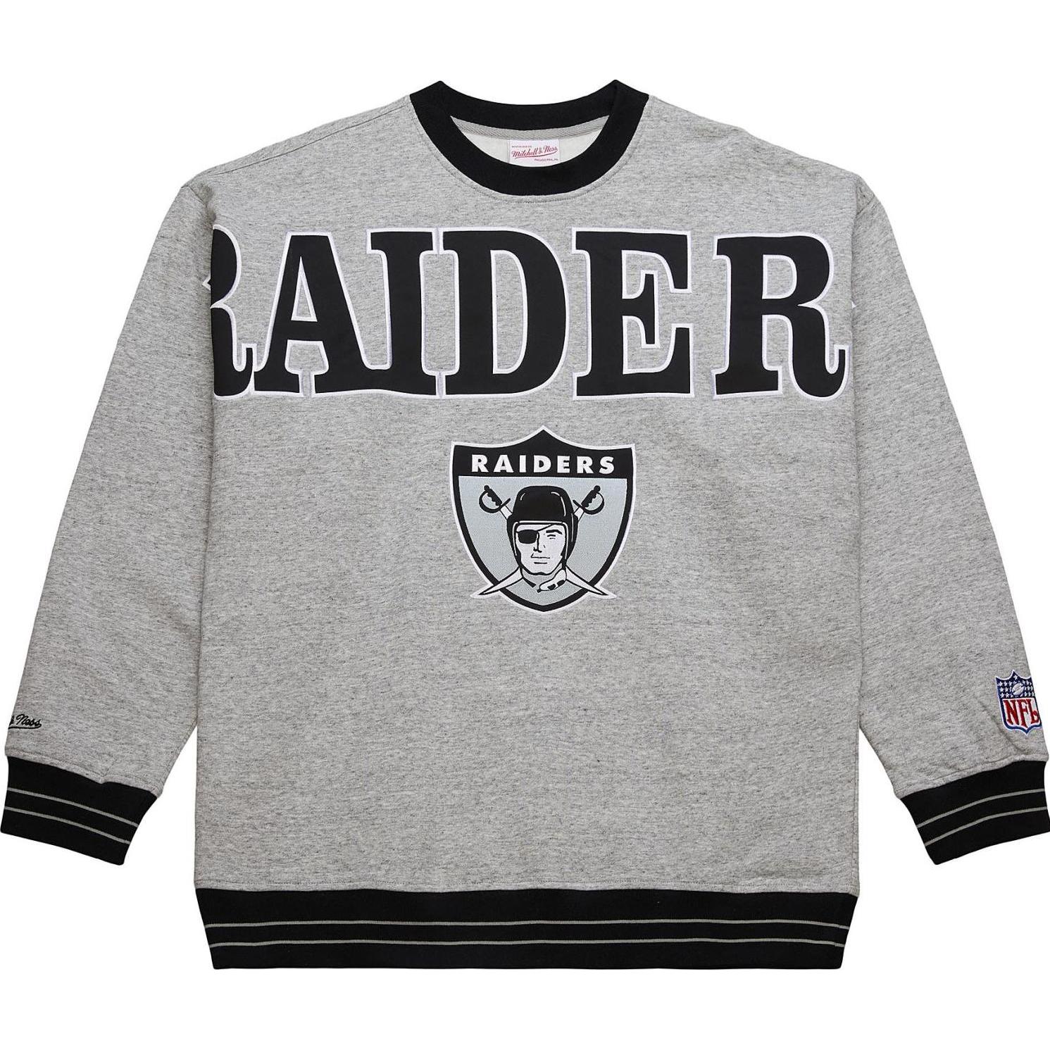 Mitchell & Ness, Herren, Pullover, SATIN Fleece Pullover Oakland Raiders - L, Grau, (L)