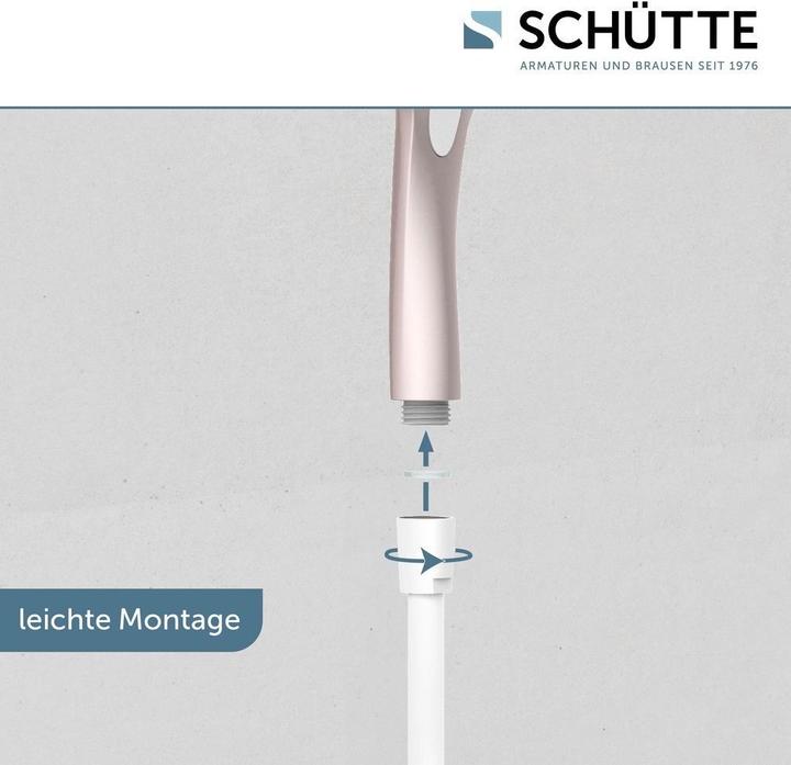 Produktbild Schütte Duschkopf Bad CAPRI Handbrause Rosé matt Weiss Wassersparende Dichtung 60995 (3 Strahlarten, 16 l/min)