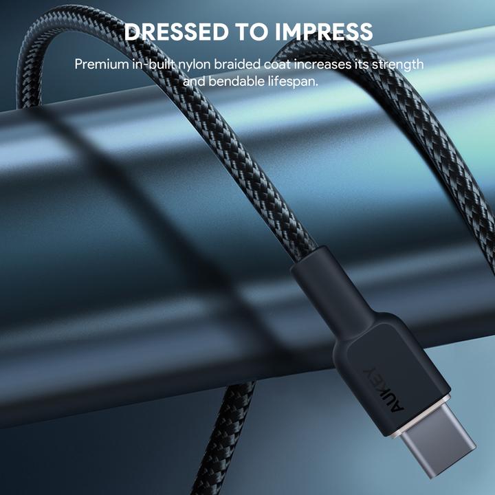 Produktbild Aukey USB-C - USB-C cable, PD 60W, 1 m (1 m, USB 3.2 Gen 1, 60 W)
