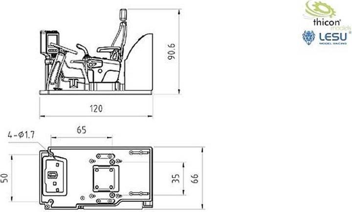 Actual product image Thicon Models 58710 1:14 Excavator interior 1pc.