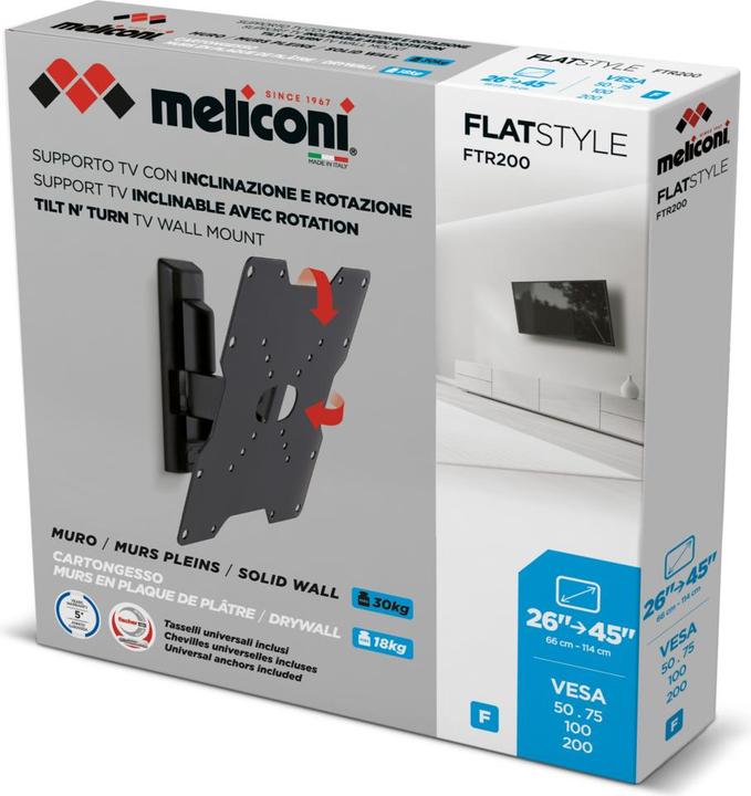 Image du produit Meliconi 580477 FlatStyle ETR200CG (Mur, 30 kg, 26" - 45")
