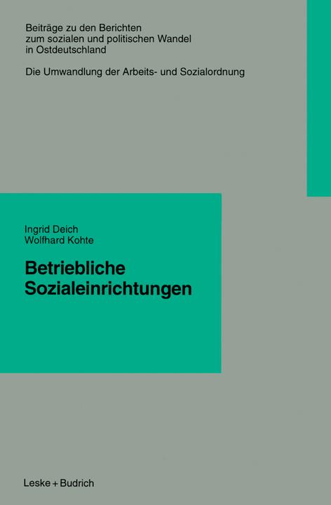 Produktbild Betriebliche Sozialeinrichtungen (2013)