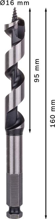 Actual product image Bosch Professional Zubehör PRO Wood Wood auger bit, 16 x 95 x 160 mm (11.1 mm)