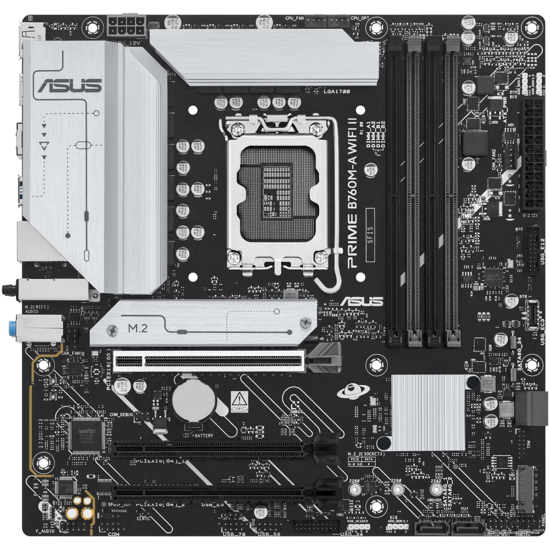 ASUS MB PRIME B760M-A WIFI II (LGA 1700, Intel B760, Micro ATX (mATX)), Mainboard