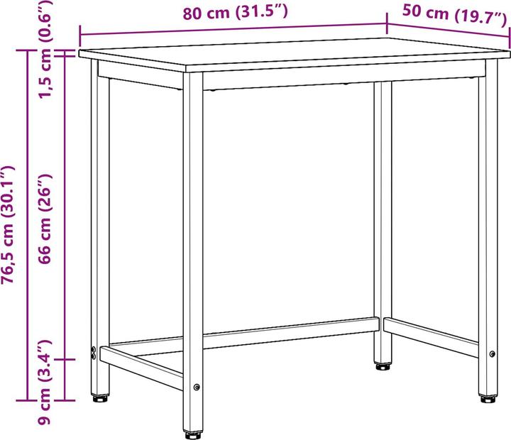 Produktbild vidaXL Holztisch (80 x 50 x 76.50 cm)