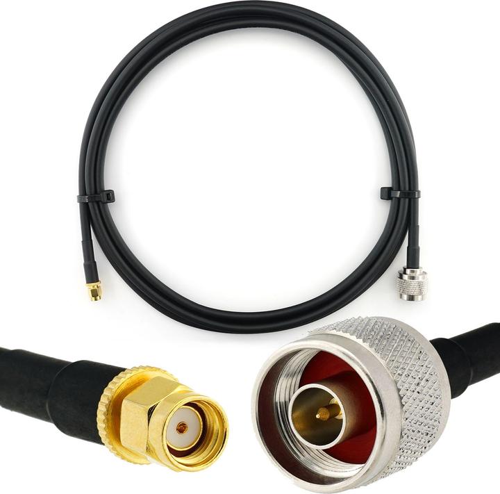Image du produit Rangeful RP-SMA mâle vers N mâle Câble coaxial 2m ? HF240 (équivalent LMR240) HF240-RPSM-NM-2