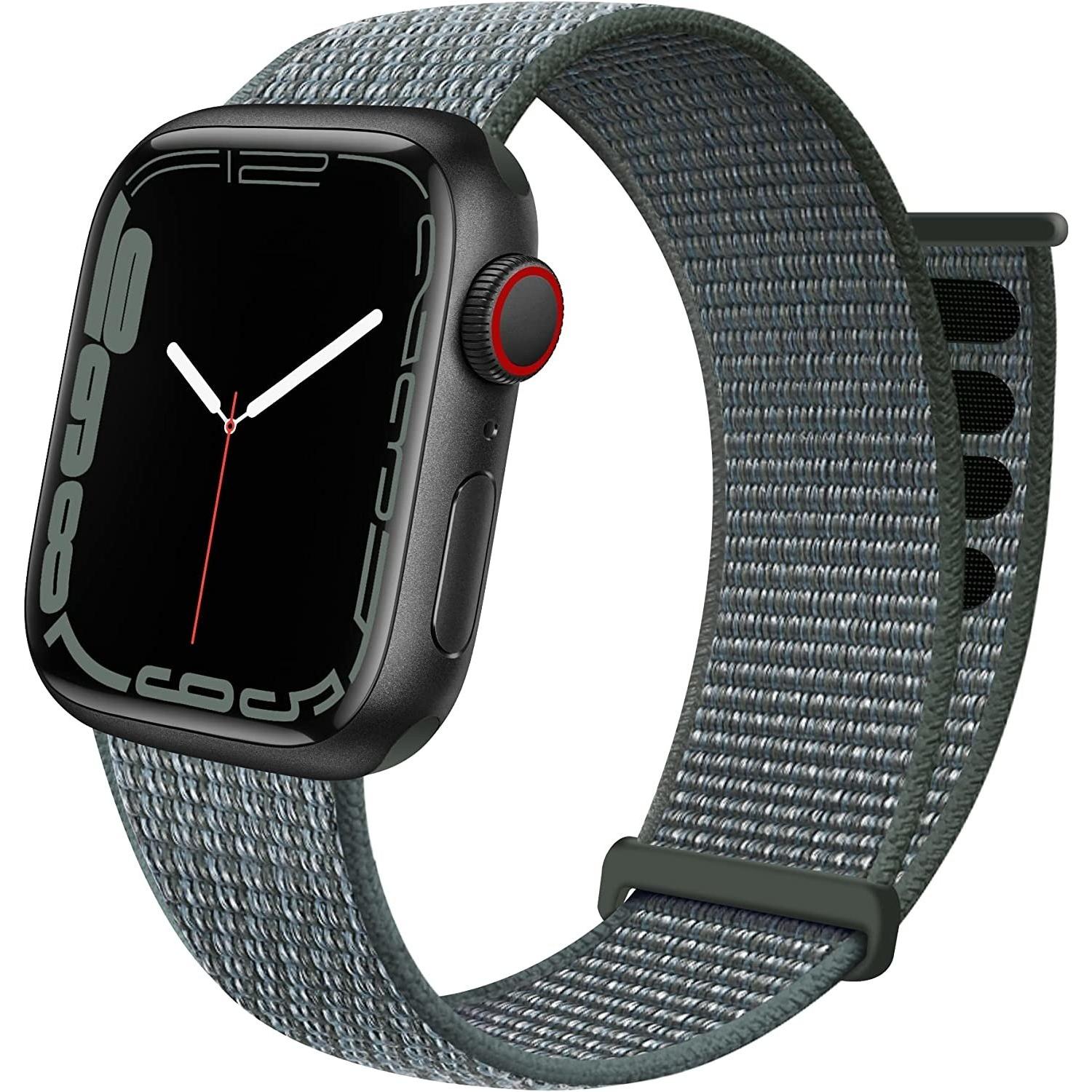 Strap-it Armband (Nylon, Apple Watch), Uhrenarmband, Grau, Grün