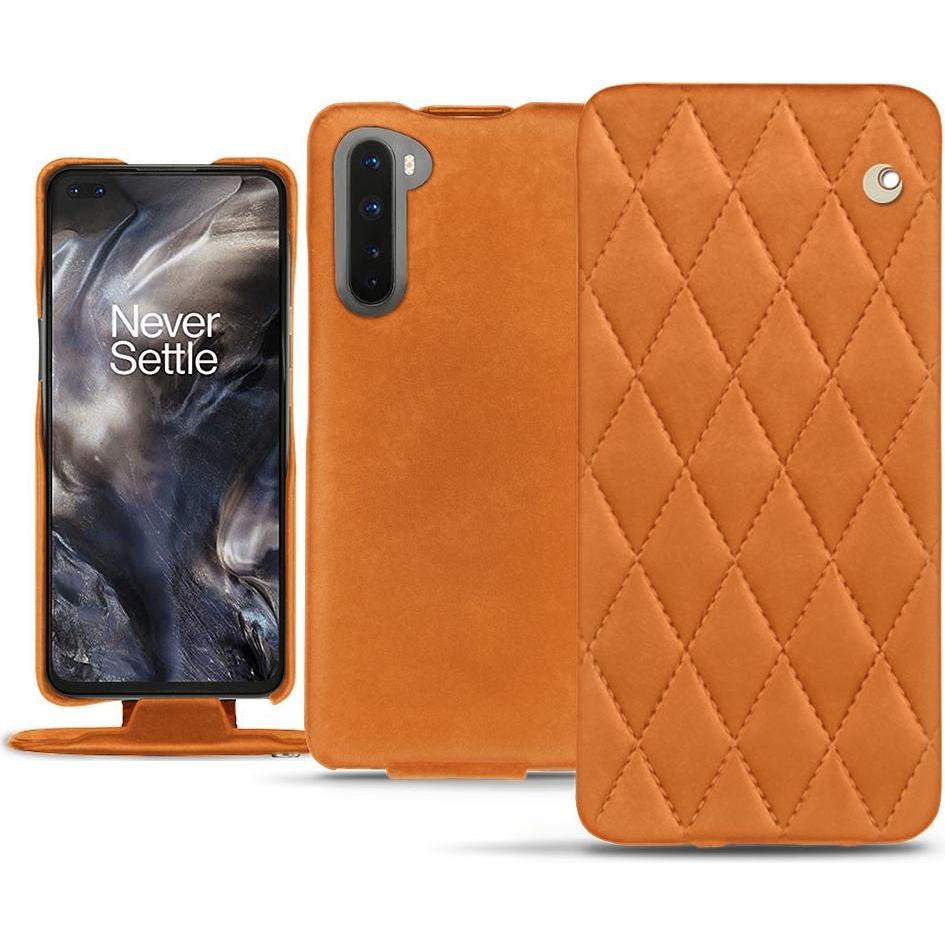 Noreve Lederschutzhülle vertikal (OnePlus Nord), Smartphone Hülle, Orange