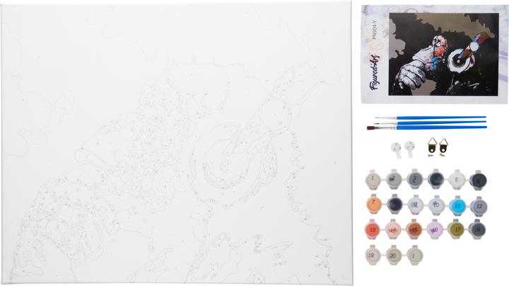 Actual product image Figured'Art Painting by Numbers "Monkey with Headphones" 40 x 50 cm, on stretcher frame