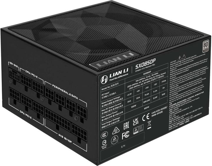 Productafbeelding Lian-Li SX Series 80 PLUS Platinum Netzteil, vollmodular, PCIe 5.1, ATX 3.1 - 850 Watt, schwarz (850 W)