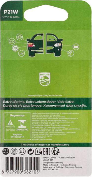 Actual product image Philips LongLife Eco/Vision (P21V)