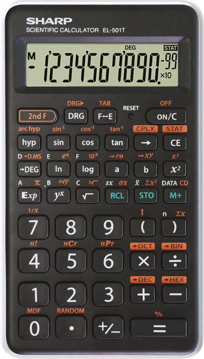 Actual product image Sharp EL-501T Calculator" (SH-EL501TBWH) (Batteries)