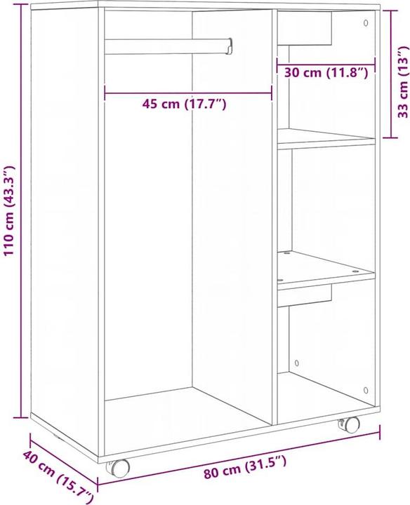 Image du produit vidaXL Kleiderschrank (80 x 40 x 110 cm)