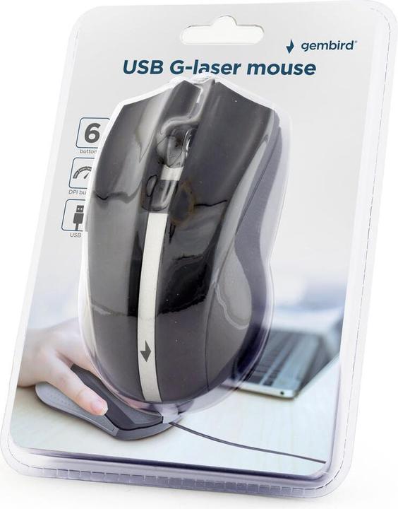 Produktbild Gembird MUS-GU-02 Maus Beidhändig USB Typ-A Laser 2400 DPI (Kabelgebunden)